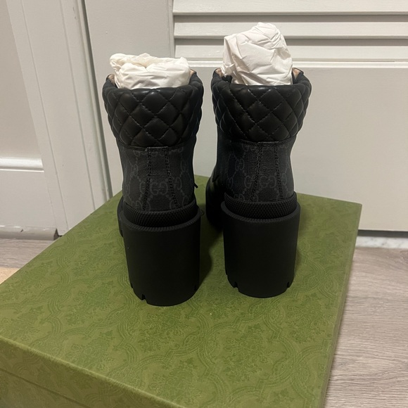 Gucci Women's GG Platform High Block Heel Ankle Boots NEW SZ 35 - Picture 5 of 10